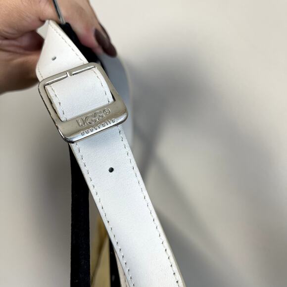 Ugg Australia Shearling Suede Shoulder Bag Yellow White Trim Y2K - Picture 6 of 8